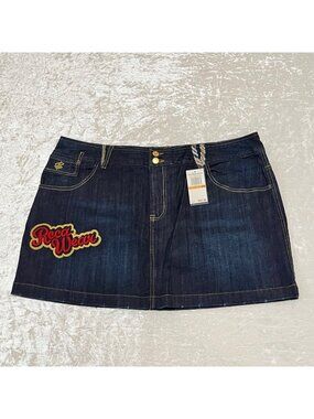 Rare Vintage Y2K Rocawear Denim mini skirt size 20 with logo patch New with tags